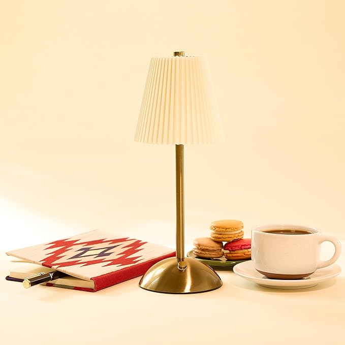 Camden Reed Table Lamp, Desk lamp, 3 Different Lighting Modes, Modern Minimal Design for Dinner/Coffee Table/Restaurant/Bedroom, Bell Gold