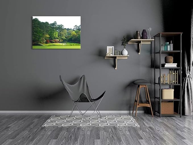 Augusta Golf Course Wall Art Golf Course Picture Poster Canvas Prints - Golf Wall Decor for Living Room Bedroom Home Decorations Framed Artwork Ready to Hang(28''H x 44''W)