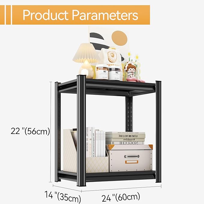Tall Bookshelf with Open Shelves, Metal Office Book Shelf, Adjustable Organizer Bookcase, Standing Storage Organizer Shelf for Living Room (24" W*14" D*22" H)