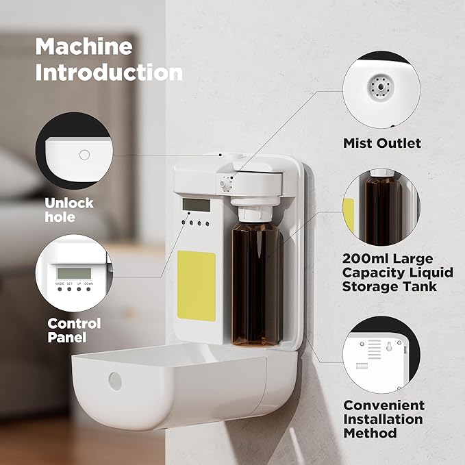 Waterless Diffuser for Essential Oil 2000sq.ft Coverage Nebulizer Nano Smart Air Freshener Diffusers Scent Aromatherapy Diffuser for Home Room Office - Without Oil