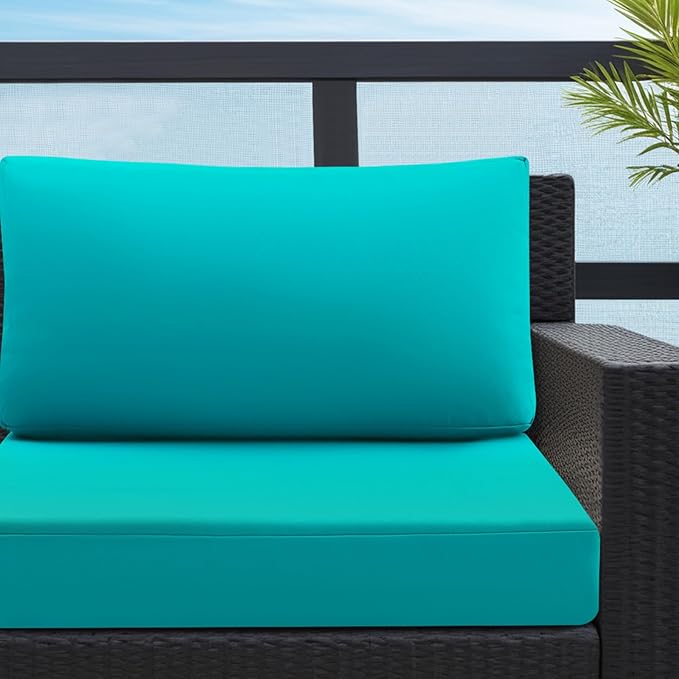 idee-home Outdoor Cushions for Patio Furniture, Outdoor Seat Cushion, Waterproof Hampton Bay Deep Seat Replacement Couch Chair Cushions for Garden Lawn Backyard Deck, 28.5 x 28.5 Peacock Blue