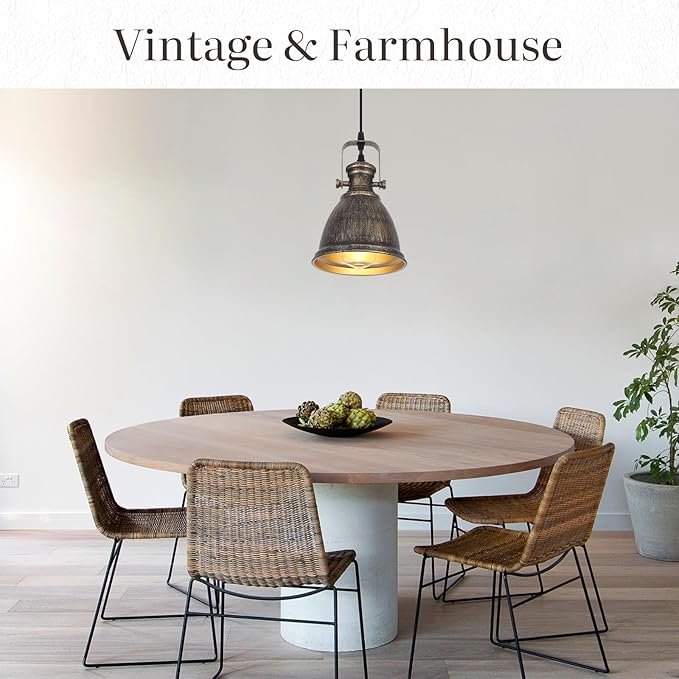 Bronze Pendant Lights Kitchen Island 3 Pack, Vintage Pendant Light, 6.5’’ Farmhouse Kitchen Light Fixtures, Adjustable Height, Pendant Lighting for Dining Room, Living Room, Sink, Bar