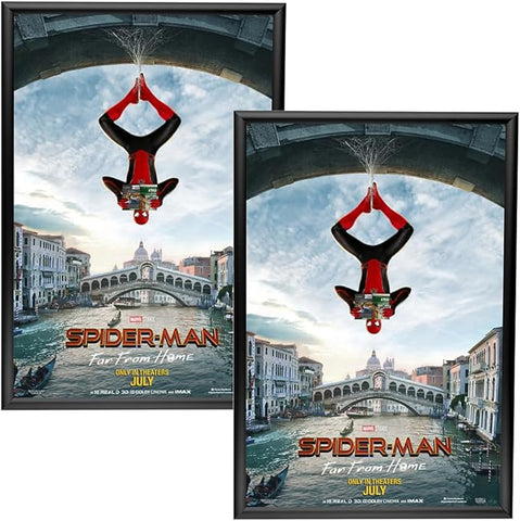 SnapeZo 2-Pack 24x36 Inches Black Poster Frames, Front-Loading Snap Frame, 1" Aluminum Profile, Wall Mounted