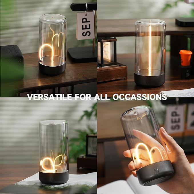 Mini Minimalist Table Lamp Cordless LED Desk Lamp Rechargeable Modern Night Lights Portable Nightstand Lamps Unique Ambient Light Mood Lighting for Bedroom, Beside, Nursery