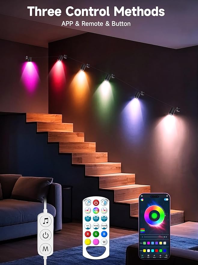 RGB Color Changing Spotlights - 16 Million Colors, App & Remote Control, Dimmable LED Downlights for Home Mood Lighting