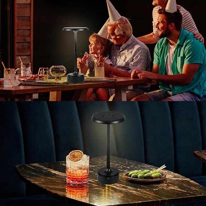 5200mAh Rechargeable Cordless LED Table Lamps Touch Sensor Light, 3-Levels Portable Dimming Wireless Battery Operated Lamp,Night Light/Restaurant Table/Outdoor/Coffee/Bar (Black)