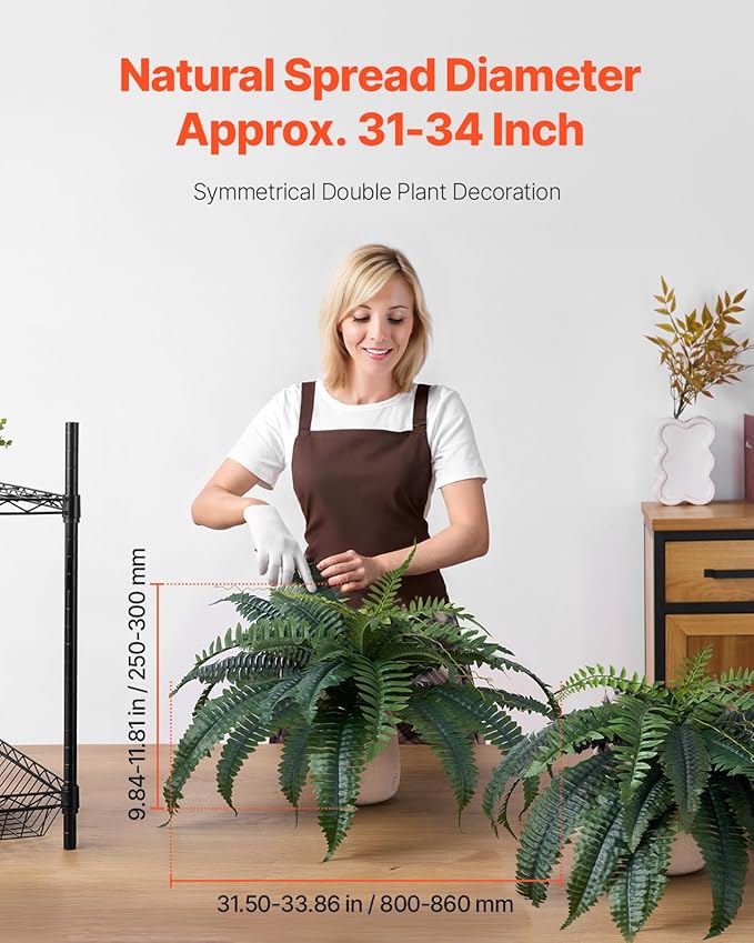 VEVOR Fake Ferns 2 Pcs, 34 Inch Artificial Boston Ferns Plants, Faux Fern with 30 Branches, Artificial Plants Large for Outdoors/Indoor Home, Office,Garden (Flowerpot Unincluded)
