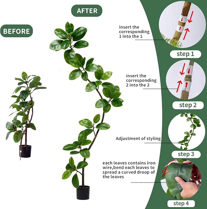 7.2ft Artificial Rubber Tree Faux Plants Indoor Faux Floor Artificial Trees Indoor,Fake Plant Fake Tropical Plants,Large Floor,Real Touch Rubber Tree for Home Decor