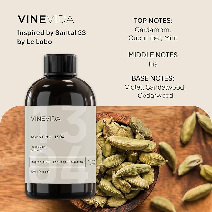 VINEVIDA Santal Bliss Fragrance Oil for Cold Air Diffusers 4 Fl Oz - Essential Oils for Diffuser Oil Refill & Air Freshener Room Spray