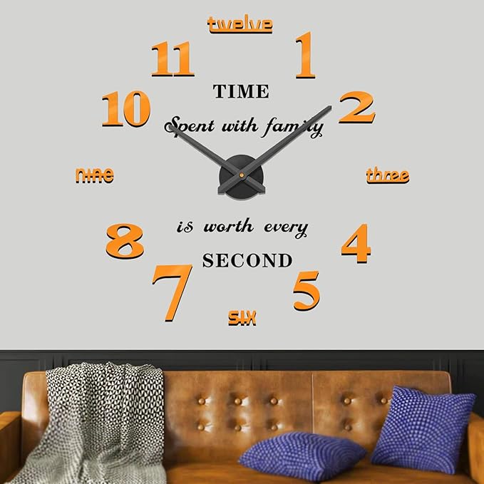 VANGOLD Design Decorative Wall Clock for Home Decor (Gold and Black Decor)