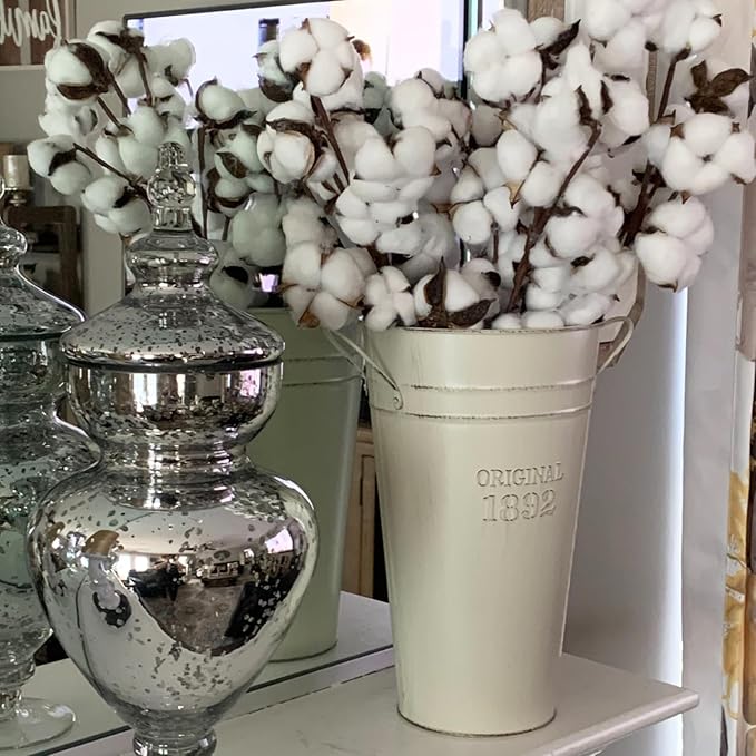 3 PCS 12 Inch Rustic Galvanized Flower Vases, Farmhouse French Buckets for Beautiful Floral Arrangements, Home Decor or Weddings and Events