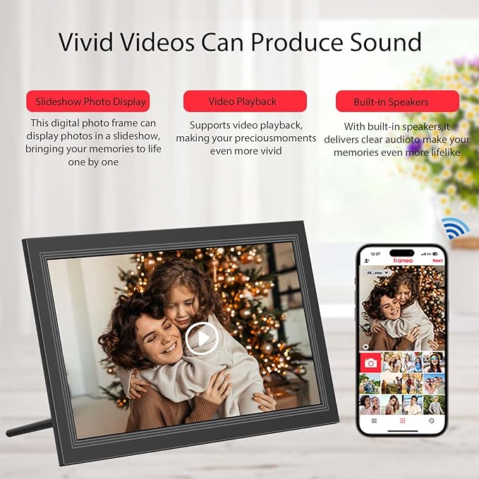 FRAMEO Digital Picture Frame- 15.6inch Digital Photo Frame with 1920 * 1080 IPS Touch Screen HD Disply,Built-in 32GB Storage,Wall-Mounted,Digital Frame Share Photos and Videos via Frameo App