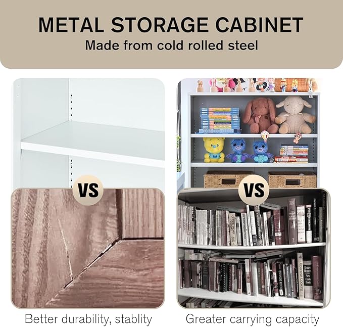Garage Storage Cabinets with Metal Door and 4 Adjustable Shelves, 71" H Tool Cabinets with Adjustable Feets for Pantry Cabinet,Office,Warehouse Organisieren, Required-Assembly