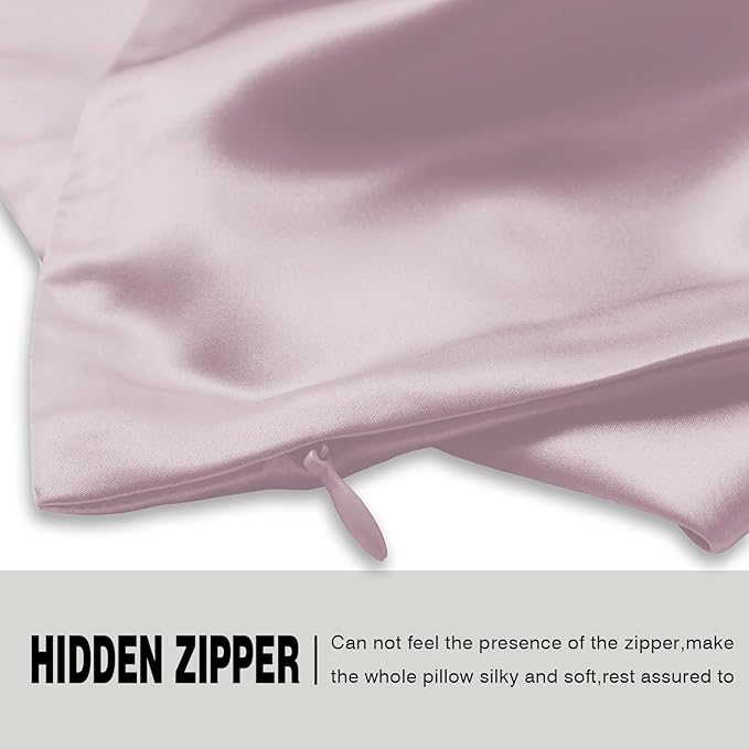 Mulberry Silk Pillow Cases Standard Size Silk Pillowcase with Zipper Soft Breathable Smooth Cooling Satin Silk Pillow Covers for Sleeping for Hair and Skin (Lavender,20"X 26",1Pcs)