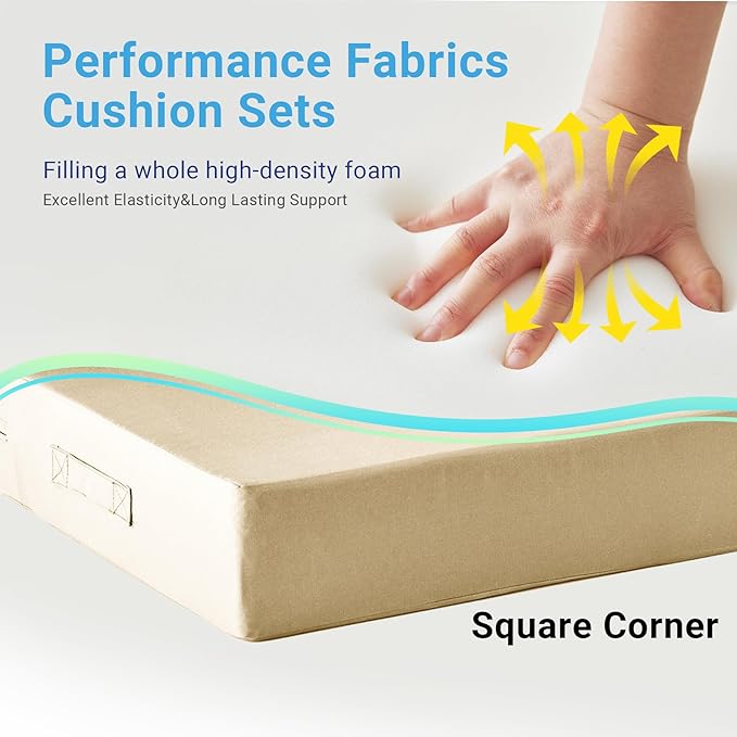 Outdoor Cushions for Patio Furniture,Outdoor Seat Cushion Set 24 x 24 x 5.75 Inch,Waterproof & Fade Resistant Outdoor Chair Cushions,Deep Patio Chair Cushion with Removable Cover,Beige