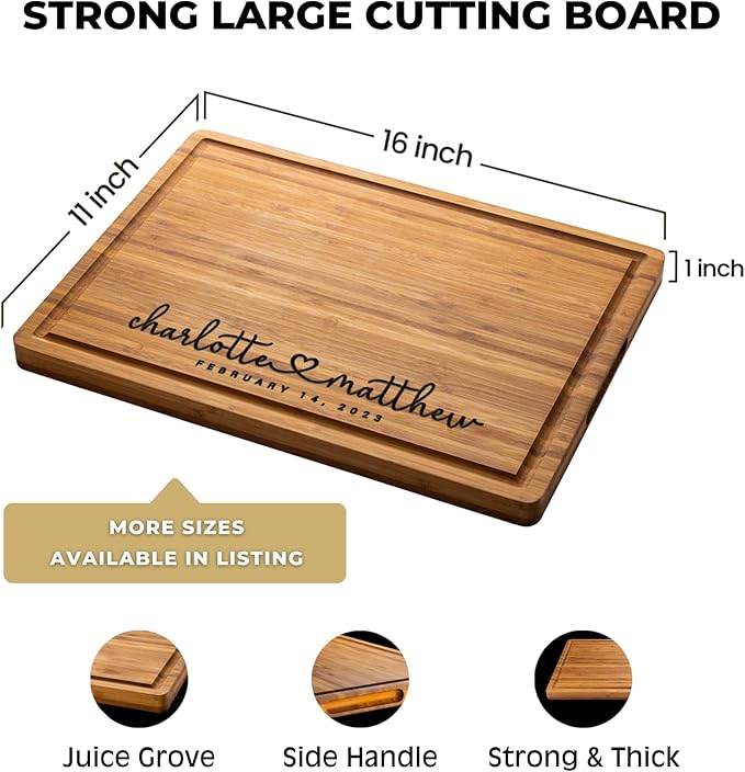 Personalized Wood Engraved Cutting Board - Valentines Day Gifts for Her - Unique Present for Wedding, Anniversary, Housewarming, Birthday, Holiday, or Romantic Gift Idea for Friends, Family, Mom, Dad