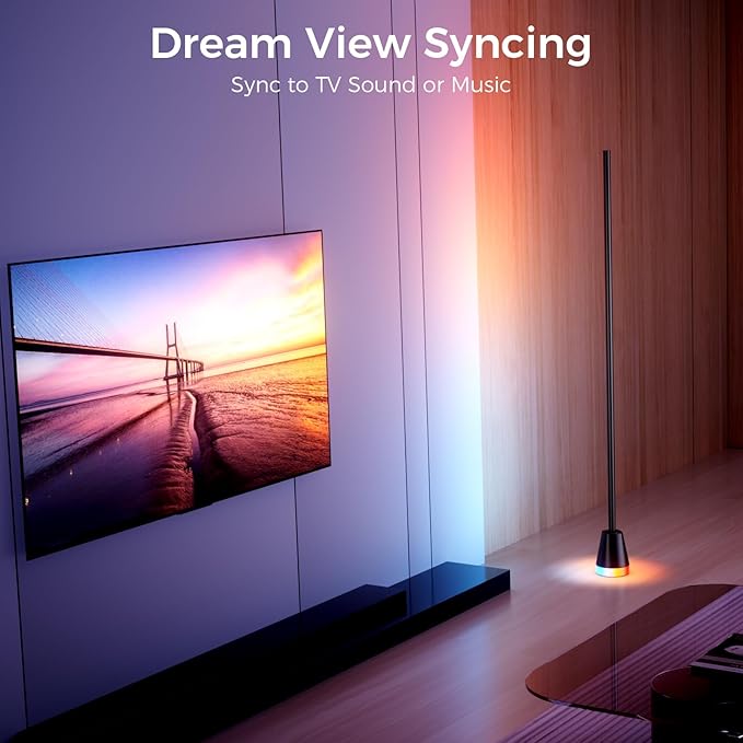 RGB Corner Floor Lamp, 60 Inch Bright Standing Lamps for Bedroom with APP and Remote Modern Floor Lamp Color Changing Ambience Light with Music Sync and 16 Million Colors