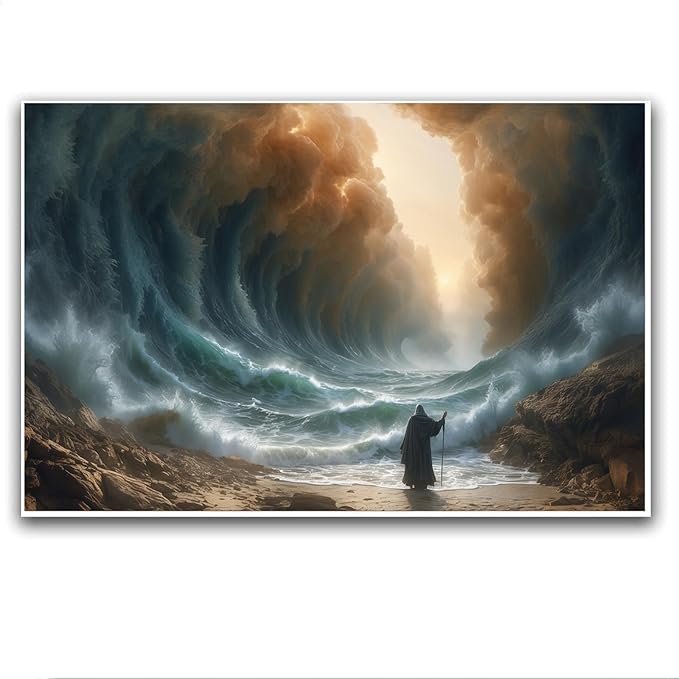 Christian Wall Art Print, Religious Scripture Biblical Decor, Faith-Based Inspirational Landscape with Cross, Digital Printed Canvas Poster for Church, Home Chapel, Prayer Room Decor