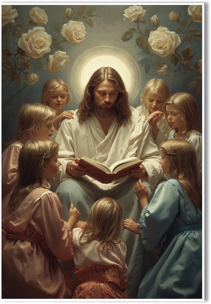 Christian Wall Art Print, Religious Scripture Biblical Decor, Faith-Based Inspirational Landscape with Cross, Digital Printed Canvas Poster for Church, Home Chapel, Prayer Room Decor