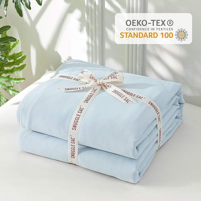 Snuggle Sac Cooling Comforter Twin Size, Breathable Cooling Blankets for Hot Sleepers and Night Sweats, Summer Comforters for Twin Size Bed, Soft Lightweight Blankets, 68x90 Inches, Ice Blue