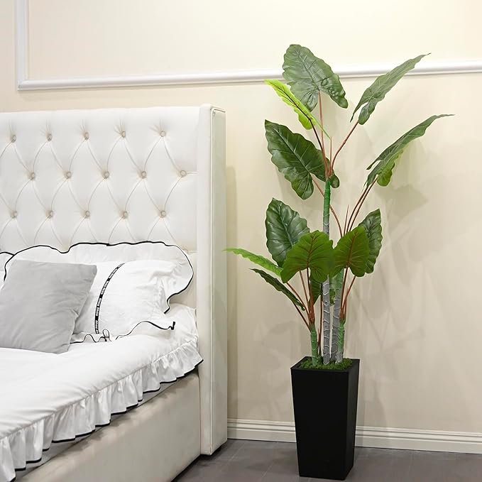 Artificial Plant Indoor 5.5FT - Fake Tree with Black Tall Planter - Faux Silk Plants Tall Fake Floor Plant in Pot - Artificial Trees for Home Office Living Room Decor Indoor