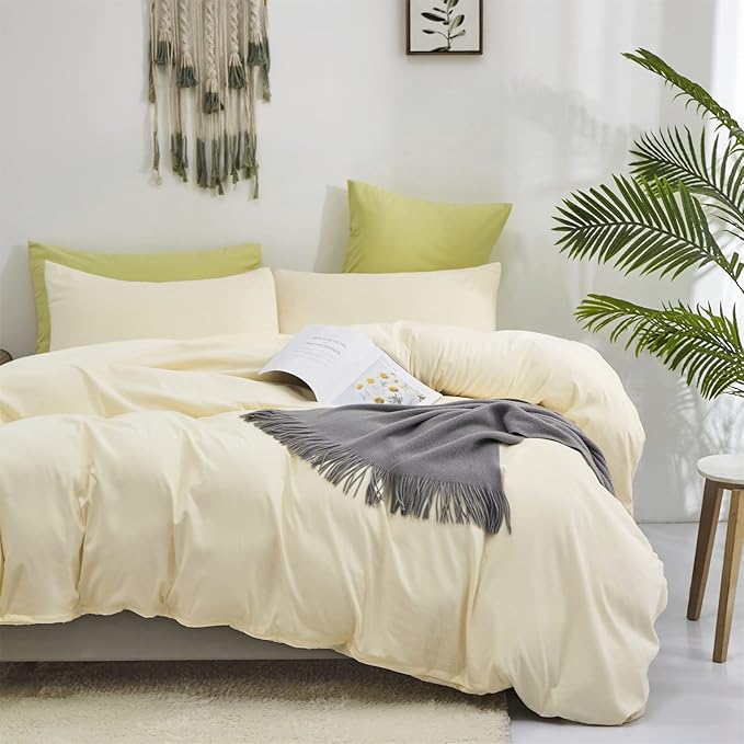 Luxlovery Beige White Comforter Set King Size Beige Ivory Bedding Set Solid Color Cream Off White Blanket Quilts Soft Breathable Ivory White Light Color Comforter Women Men