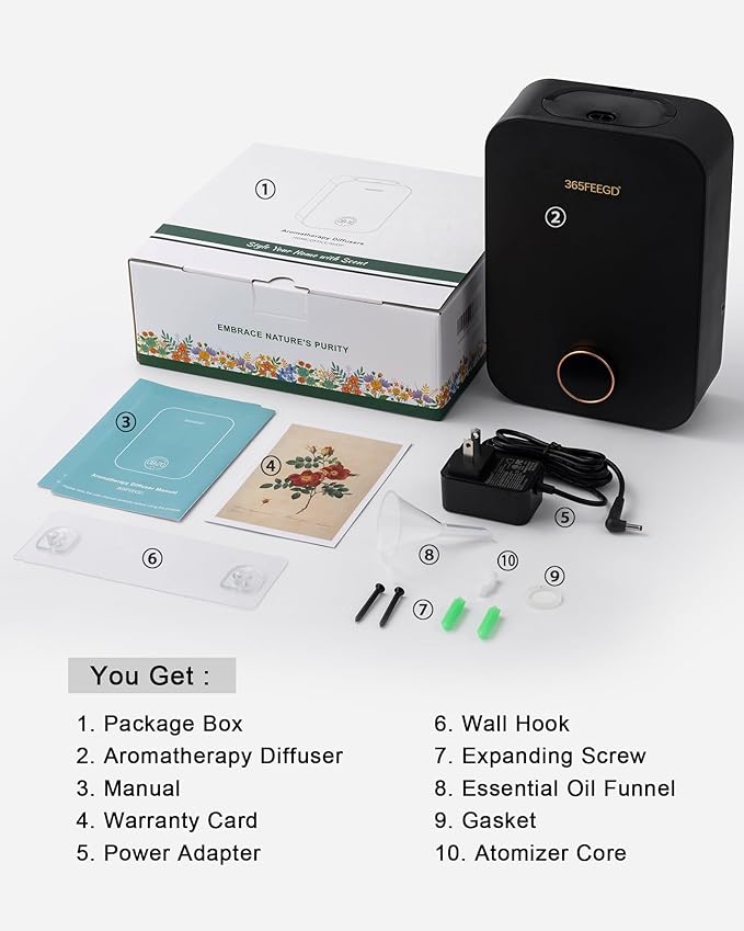 Home Diffuser|150ml Large Capacity Essential Oil Diffuser|Smart Bluetooth Controlled Pure Essential Oil Diffuser|24/7 Customizable Settings (Black)