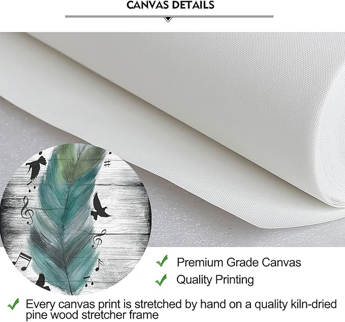 iKNOW FOTO Rustic Canvas Wall Art Decor Abstract Feather and Flying Birds with Inspirational Quote Life is Beautiful Picture Giclee Prints for Modern Living Room Bedroom Decoration 20x40