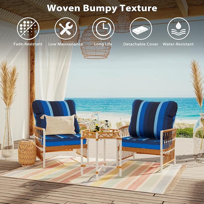 Sundale Outdoor Sunbrella Deep Seat Cushions, Patio Acrylic Sectional Sofa Couches Cushion and Pillow, Water-Resistant Furniture Replacement Cushions, 23 x 26 x 4 inches - Gateway Indigo