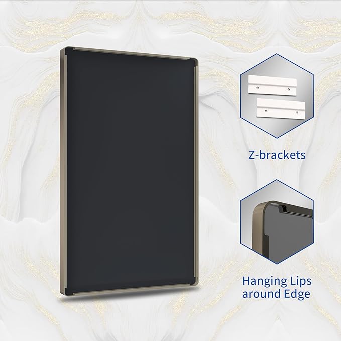 WEER 36x30 Inch Bronze Bathroom Mirror for Vanity, Brushed Bronze Metal Frame Mirror for Wall, Rounded Rectangle Bronze Frame Mirror with Tempered Glass, Anti-Rust (Horizontal/Vertical)