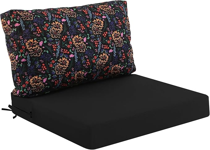 idee-home Outdoor Cushions for Patio Furniture, Outdoor Seat Cushion, Waterproof Hampton Bay Deep Seat Replacement Couch Chair Cushions for Garden Lawn Backyard Deck, 26.5 x 26.5 Floral Pattern