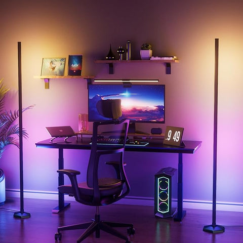 2PCS RGB Floor Lamp, Bluetooth APP and Remote Control 65" Smart Modern Standing Lamp Music Sync 16 Million DIY Colors Changing LED Floor Lamp with Heavy Base for LivingRoom Bedroom GameRoom