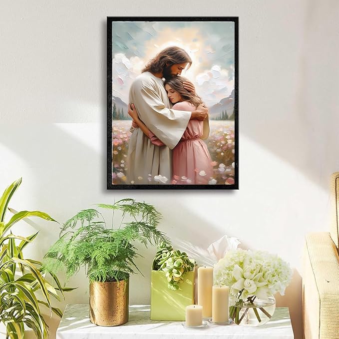 Christian Wall Art Print, Religious Scripture Biblical Decor, Faith-Based Inspirational Landscape with Cross, Digital Printed Canvas Poster for Church, Home Chapel, Prayer Room Decor