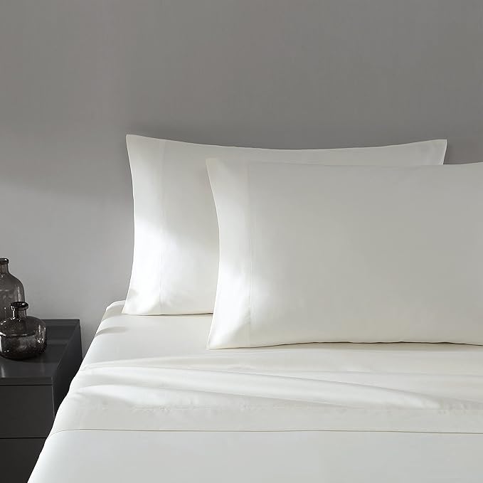 Vera Wang - Queen Sheet Set, Luxury Sateen Cotton Bedding, 800 Thread Count, Soft & Smooth Bedding Set (Ivory, Queen)