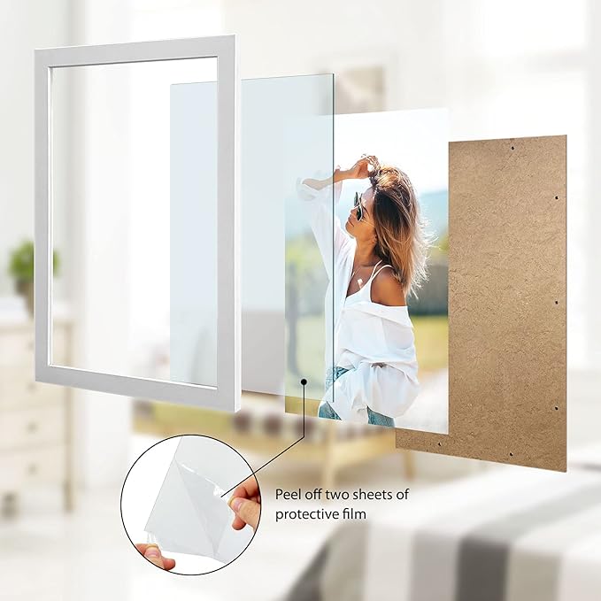 VCK Poster Frames 11x17 White Set of 5,Solid Wood Picture Frames for Wall Mounting Hanging Art and Puzzle Frame