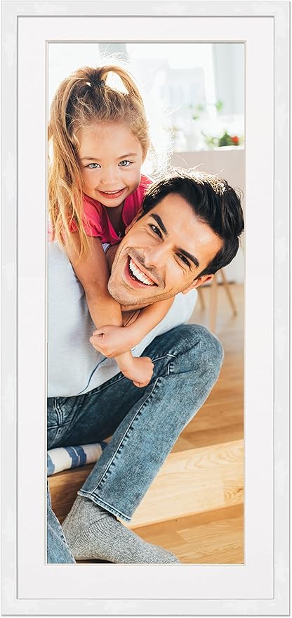 13x39 Frame with Mat - White 16x42 Frame Wood Made to Display Print or Poster Measuring 13 x 39 Inches with White Photo Mat