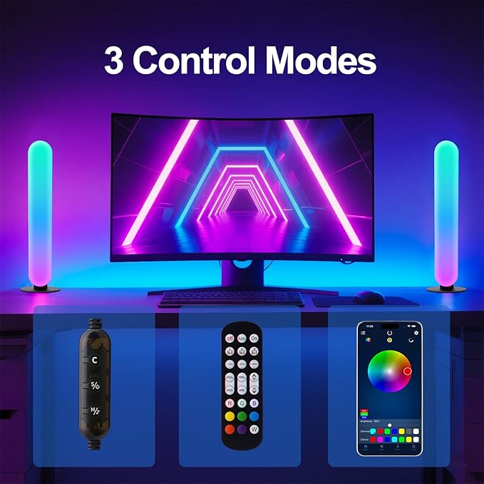 RGB Light Bar,Smart LED Light Bar for Room,16 Million Colors,Three Control Modes,Dynamic Music Sync Mode,213 Preset Modes,USB Interface