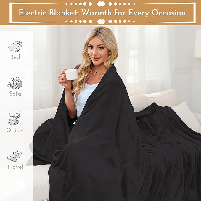 Electric Heated Blanket Microplush Cover Blanket, Full Size 72"x84" with 5 Heat Settings & 10 Hours Auto Off, Cozy & Warm for All Night, Machine Washable, Iron Grey