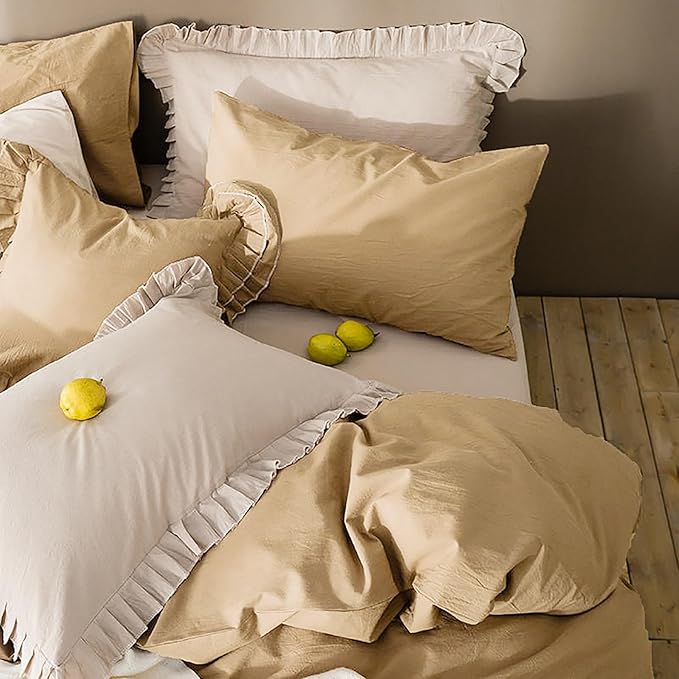 Luxlovery Beige Champagne Comforter Set Twin Khaki Bedding Comforter Set Champagne Taupe Color Soft Breathable Blanket Quilts 3 PCS Sand Color Bedding Set for Teens Kids Twin Size Comforter