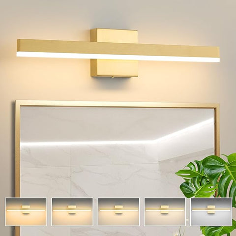Gold Bathroom Vanity Light 23.6 inch, 14W Dimmable 5CCT LED Modern Bathroom Light Fixture Over Mirror - ETL Certificated