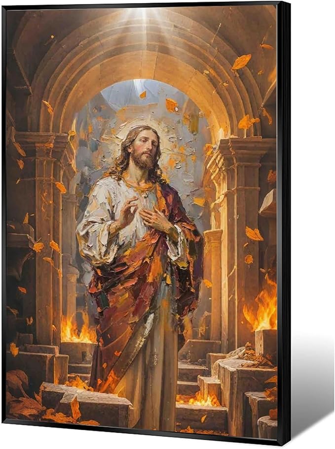 Christian Wall Art Print, Religious Scripture Biblical Decor, Faith-Based Inspirational Landscape with Cross, Digital Printed Canvas Poster for Church, Home Chapel, Prayer Room Decor