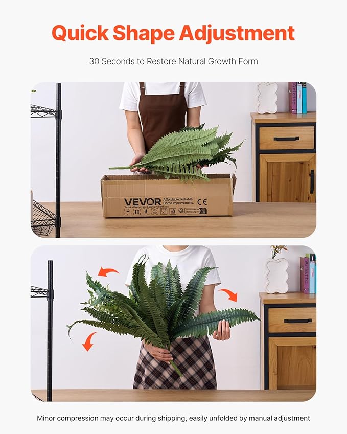 VEVOR Fake Ferns 2 Pcs, 39 Inch Artificial Boston Ferns Plants, Faux Fern with 35 Branches, Artificial Plants Large for Outdoors/Indoor Home, Office,Garden (Flowerpot Unincluded)