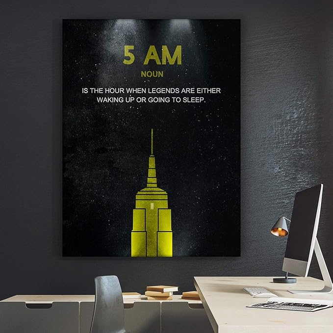 SuccessHunters Entrepreneur Motivational Wall Canvas Print Office Decor Modern Art 5 AM Legend Motivation Pop Culture Empire State Inspirational Hustle Art (48" x 36")
