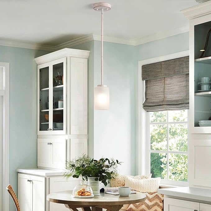 1-Light Mini Pendant Light Fixtures, Industrial Chandelier Hanging Ceiling Lights with Opal White Glass, Adjustable Height, White Brush Gold Pendant Lamp, 2 Pack
