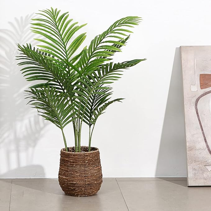 Fopamtri Artificial Areca Palm Plant 3.6 Feet Fake Palm Tree with 10 Trunks Faux Tree for Indoor Outdoor Modern Decor Feaux Dypsis Lutescens Plants in Pot for Home Office, Decor Pot is NOT Included