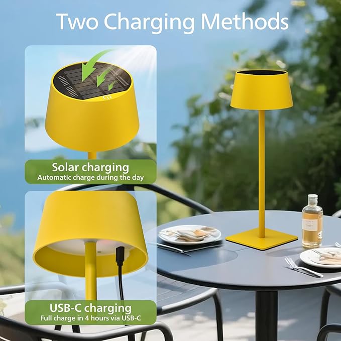 Philips Solar Outdoor Table Lamp, Portable LED Desk Light,Cordless Battery-Operated，2 Adjustable Height, Touch Control & Stepless Dimming Night Light，Waterproof for Garden, Bedroom