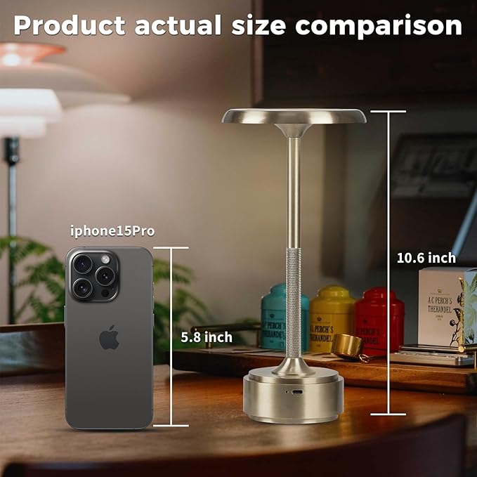 5200mAh Rechargeable Cordless LED Table Lamps Touch Sensor Light, 3-Levels Portable Dimming Wireless Battery Operated Lamp,Night Light/Restaurant Table/Outdoor/Coffee/Bar (Sliver)