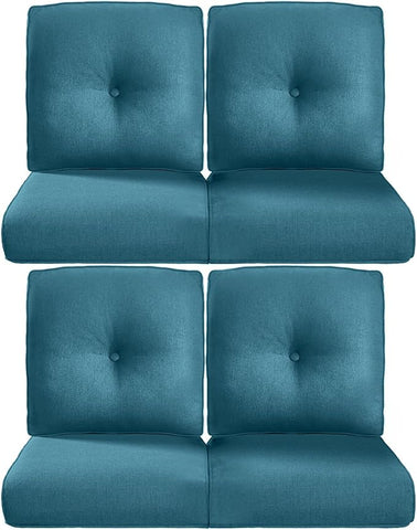 22x25/22x24 Outdoor Chair Cushions Set of 4 - Heavy Duty High Back Zippered Cushion for Patio Wicker Furniture Dining Gliding Rocking Chairs Loveseat L-Shape Sofa - Peacock Blue/Button