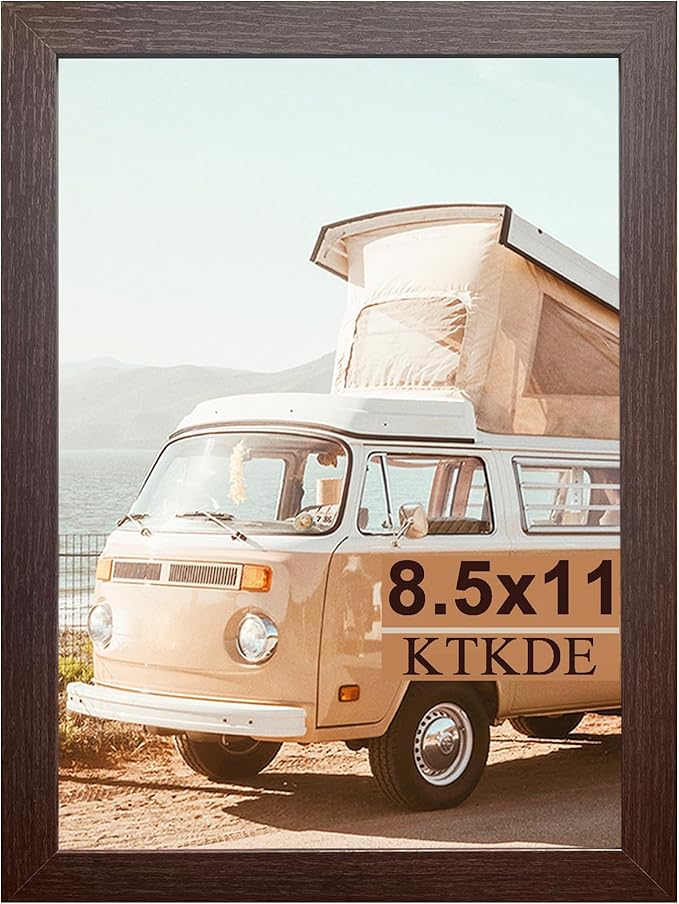 KTKDE 8.5 by 11 Picture Frame Walnut, Picture Frames 8.5 x 11frame with Shatter Resistant Plexiglass for Wall Mounting Display Horizontally or Vertically Hanging, Diploma Certificate Frames 8.5 x 11
