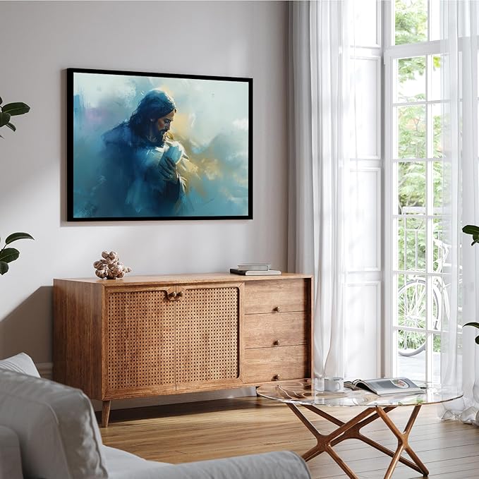 Christian Wall Art Print, Religious Scripture Biblical Decor, Faith-Based Inspirational Landscape with Cross, Digital Printed Canvas Poster for Church, Home Chapel, Prayer Room Decor